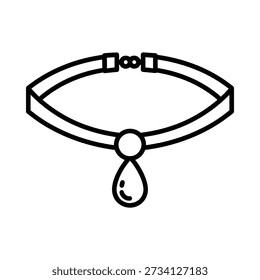 Dibujo de línea simple de una pulsera con un colgante de lágrima sobre un fondo blanco. Vector