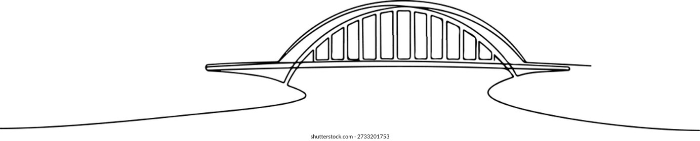 Simple line drawing of a bridge over water