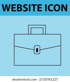 Un dibujo de línea simple de un maletín sobre un fondo azul claro con un encabezado de ícono de Sitio web
