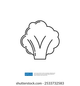 Un simple dibujo de línea de brócoli, que representa una alimentación y nutrición saludables.