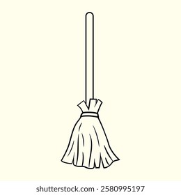 Simple Line Drawing of a Broom