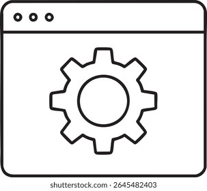 A simple line drawing of a browser window with a gear icon inside, representing settings or configuration.