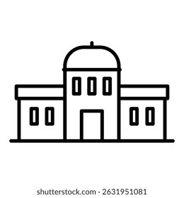 Un simple dibujo de línea de un edificio con una cúpula.  La ilustración es limpia y mínima.