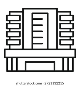 Dibujo lineal sencillo de una fachada de edificio con balcón, perfecto para proyectos relacionados con la arquitectura, la vida urbana o inmobiliaria