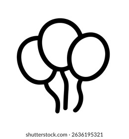 Simple Line Drawing Bunch of Party Balloon Celebration Element Icon