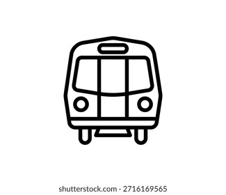 Un simple dibujo de línea de un icono de autobús o tren para señalización de navegación
