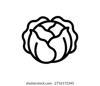 A simple line drawing of a cabbage or lettuce, representing fresh produce and healthy eating