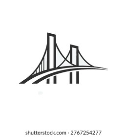 Simple line drawing of cable stay bridge