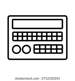 Desenho de linha simples de uma calculadora com botões e tela