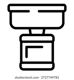 Dibujo de línea simple de un trípode de la cámara, conveniente para los iconos o el material instructivo