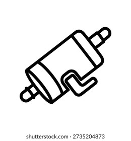 Simple line drawing of a car fuel filter on a white background