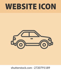 Um simples desenho de linha de um carro em um fundo bege com um cabeçalho de ícone de site