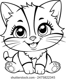 un dibujo de una línea simple de un gato de dibujos animados.