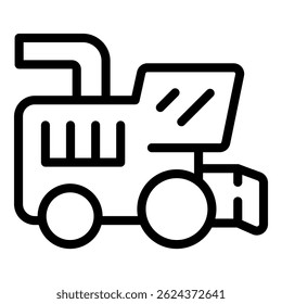 Simple line drawing of a cartoon tractor for agricultural themes