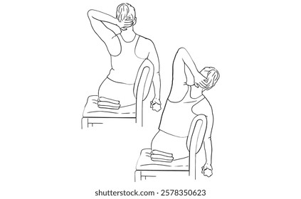 Simple Line Drawing of Chair Neck Stretch Exercise