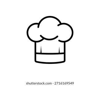 Un dibujo de línea simple de un sombrero de chef sobre un fondo blanco