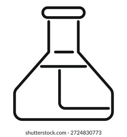 Dibujo lineal simple de un matraz químico, a menudo utilizado en Configuraciones de laboratorio para experimentos científicos