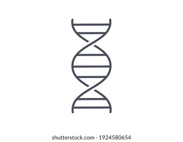 Simple Line Drawing Chemistry Icon Of DNA Spiral Molecule On White Background Showing The Double Chains Of Coiled RNA Forming A Helix For Genetics, Vector Illustration Isolated On White Background