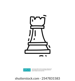 A simple line drawing of a chess rook, symbolizing strategy and gameplay in chess.