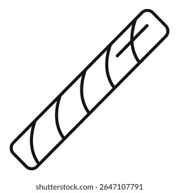 Simple line drawing of a chocolate stick, perfect for representing sweets and candy