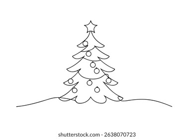 Simple line drawing christmas tree festive holiday season