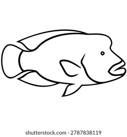 Simple Line Drawing of a Cichlid Fish.
