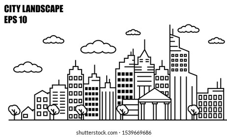 simple line drawing of a cityscape EPS-10