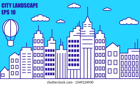 simple line drawing of a cityscape EPS-10