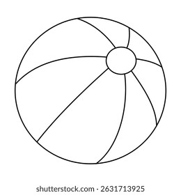 Simple Line Drawing of a Classic Beach Ball