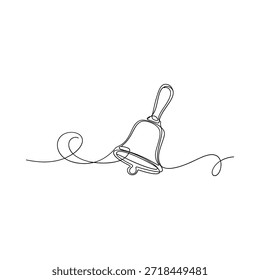 A simple line drawing of a classic bell with flowing decorative lines