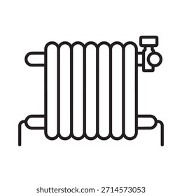 Dibujo de línea simple de un radiador clásico de hierro fundido con control de válvula
