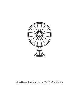 Simple line drawing of a classic fan on a stand