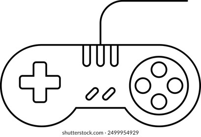 Simple line drawing of a classic game controller with directional pad, central buttons, and action buttons.