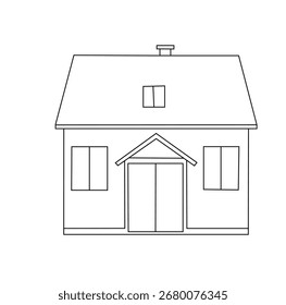 Desenho de linha simples de uma casa suburbana clássica