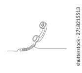 A simple line drawing of a classic telephone receiver with a coiled cord
