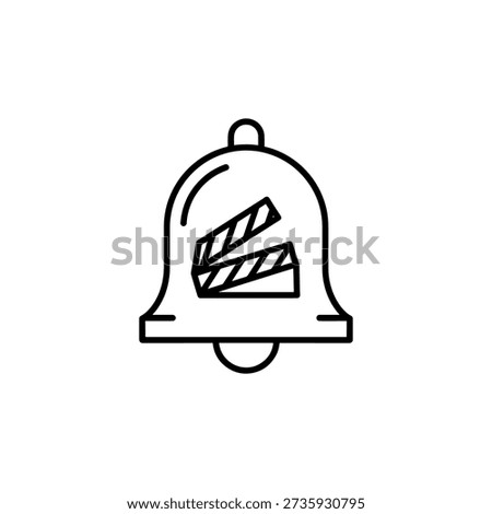 A simple line drawing of a cloche bell containing cake silhouette