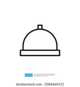A simple line drawing of a cloche, commonly used in dining settings to cover food and keep it warm.