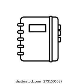 Desenho de linha simples de um caderno fechado ou diário com banda elástica
