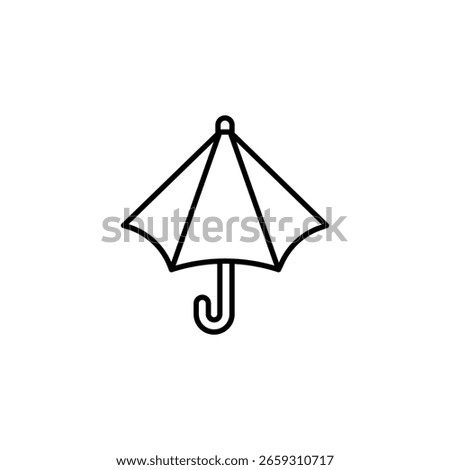 Simple Line Drawing Of A Closed Umbrella Against Rain Or Sun