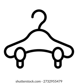 Simple line drawing of a clothes hanger icon isolated on a white background