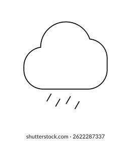 A simple line drawing of a cloud with rain, perfect for weather apps or websites.  Clean and minimalist design.