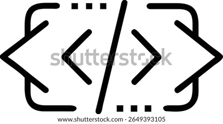 A simple line drawing of code brackets with a forward slash in the middle, on a plain white background.