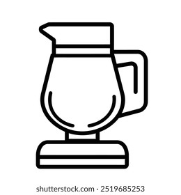 A simple line drawing of a coffee maker or kettle designed for brewing beverages.