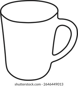 Simple Line Drawing of a Coffee Mug on a White Background