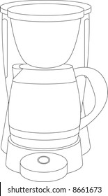A simple line drawing of a coffeemaker.