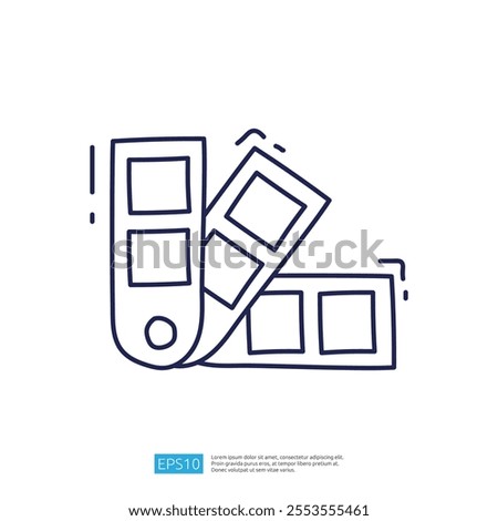 A simple line drawing of a color palette with swatches, commonly used in design and art to showcase color options and combinations.