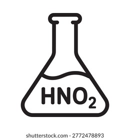 Simple line drawing of a conical flask containing nitric acid