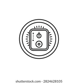 Simple Line Drawing of Control Panel with Circular Border Isolated Design