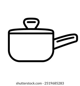 Um simples desenho de linha de um pote de cozinha com uma tampa.