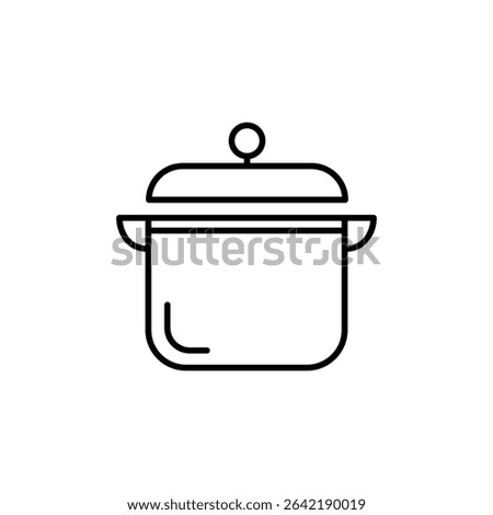 Simple Line Drawing Of A Cooking Pot With Lid On Transparent Background